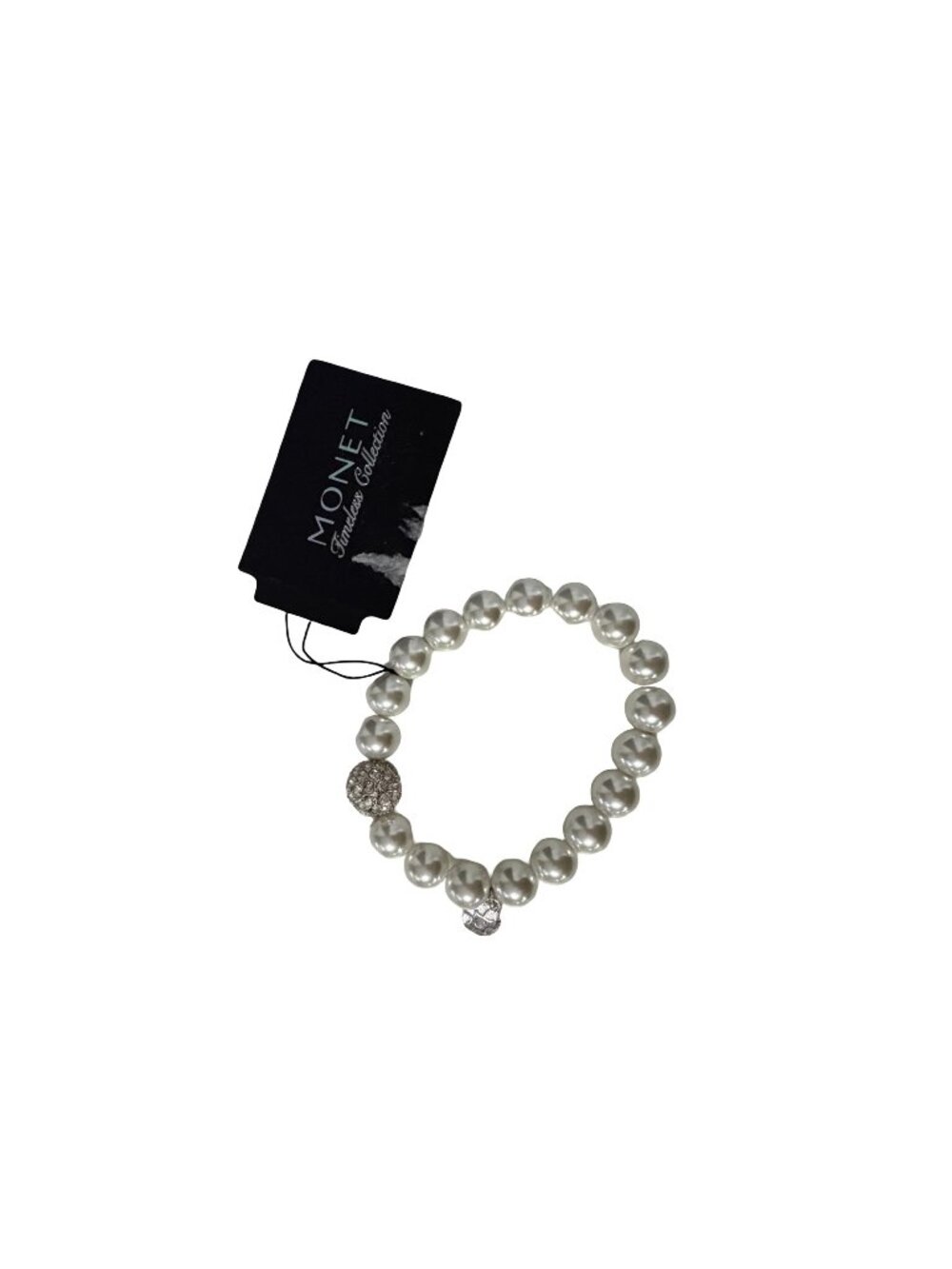 Monet Express Collection Faux Pearl Rhinestone Stretch Bracelet New With Tags